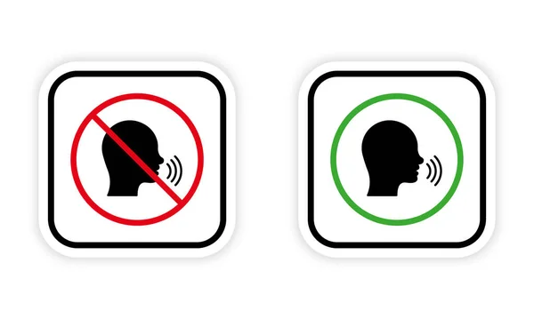 Forbidden Speak Zone Red Sign Man Talk Black Silhouette Icon — Stockový vektor