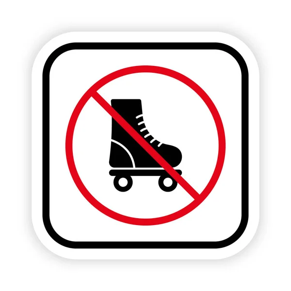 Allowed Skating Sign Prohibited Roll Zone Forbidden Roller Skate Pictogram — Vetor de Stock