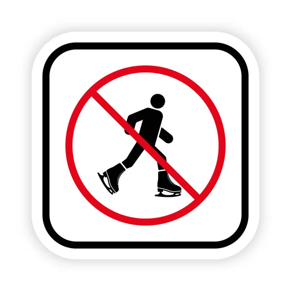 Ban Figure Skating Black Silhouette Icon Man Skater Forbidden Pictogram — Wektor stockowy