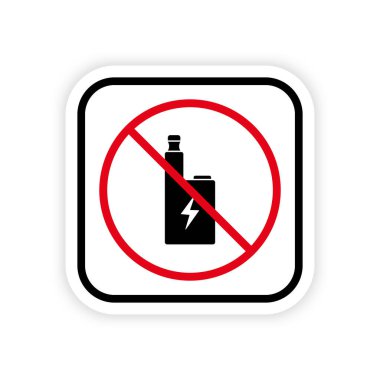 Yasak Elektronik Sigara Siyah Siluet Simgesi. Buharlaşmak yasaktır. Buharlaştırıcının Kırmızı Durak Sembolünü Durdur. Sıvı Vape Pictogram 'ı yasakla. Vape Uyarısı Yok işareti. İzole Vektör İllüstrasyonu.