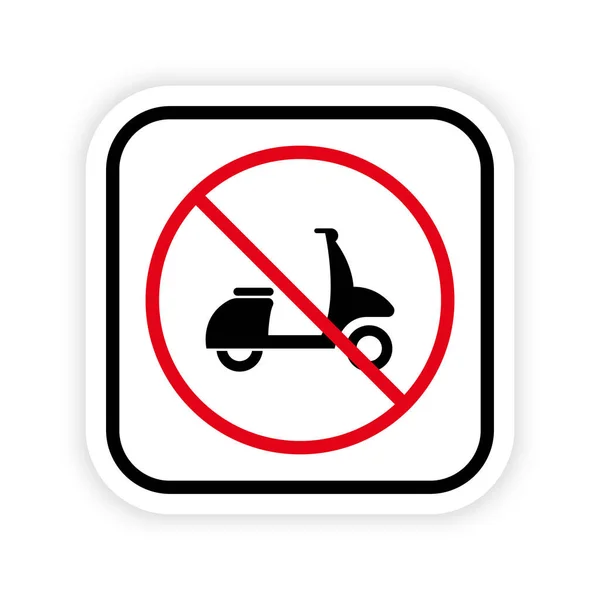 Ban Moped Delivery Zone Zwarte Silhouet Icoon Scooter Verboden Pictogram — Stockvector
