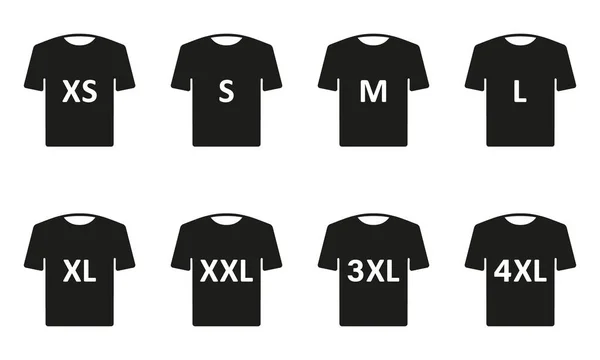 Mann Oder Frau Hemd Shirt Größe Silhouette Icon Set Bekleidungsgröße — Stockvektor