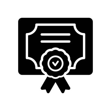 Diploma Silueti Simgesi. Ehliyet sertifikası, Kara Simge. Kazanan Madalya Taslak Pictogram. Ödül, Grant, diploma. Vektör İzole Resimleri.