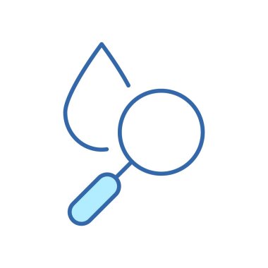 Araştırma Suyu Kalitesi Lineer Simgesi. Damla Suyu Boyalı Büyüteç Çizgisi Pictogram. Bakteri için Laboratuvar Mikrobiyoloji Testi. Sıvının Analiz Kalitesi. Düzenlenebilir felç. Vektör illüstrasyonu.