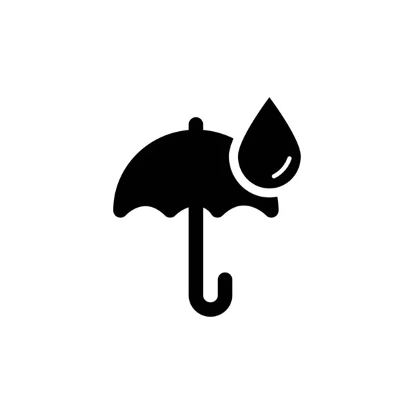 Umbrella Skydd Mot Regnsiluett Ikonen Umbrella Med Drop Icon Regnkoncept — Stock vektor
