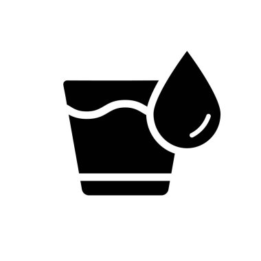 Bir bardak su siyah ikon. Bardak Siluet Piktogram. Bir bardak temiz su ikonu. Vektör illüstrasyonu.