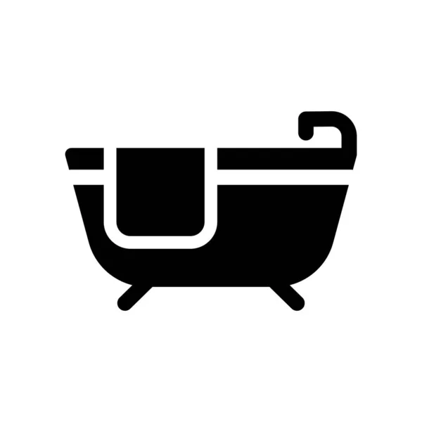 Fürdő Sziluett Ikon Fürdőkád Csapos Törölközős Fekete Piktogrammal Fürdőszobai Ikon — Stock Vector