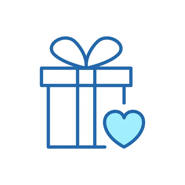 Подарочная Коробка Лентой Иконой Heart Line Разделе Пожертвования Благотворительность Линейная — стоковый вектор