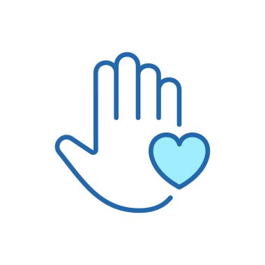 El ve Kalp çizgisi ikonu. Gönüllü Doğrusal Pictogram Sembolü. Bağış ve Bağış Konsepti. Kalp ve El Taslak Simgesi. Düzenlenebilir Vuruş. İzole Vektör İllüstrasyonu.