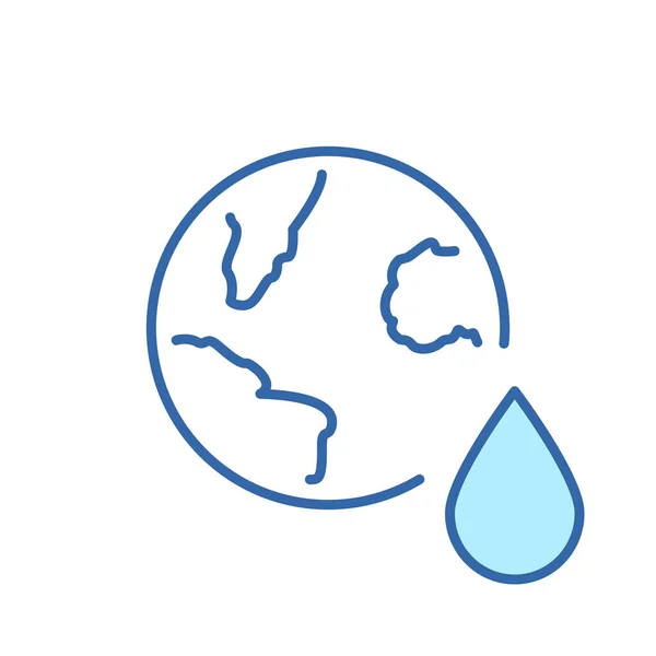 지구와 동전을 떨어뜨린다 절약하는 Global Resources Liquid Earth Line Icon — 스톡 벡터