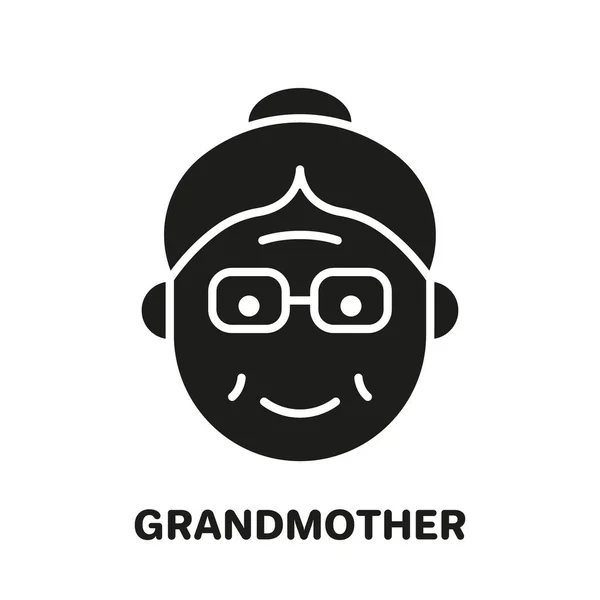 Happy Grandma Face Silhouette Icon. Old Senior Person Pictogram. Old Grandmother Icon. Retirement Concept. Isolated Vector Illustration.