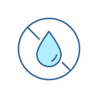 Su Damlası Yasak Renk Çizgisi Simgesi. Sıvılar yasaklı doğrusal piktogramdır. Su Taslak Simgesi 'ni içme. Düzenlenebilir Vuruş. İzole Vektör İllüstrasyonu.