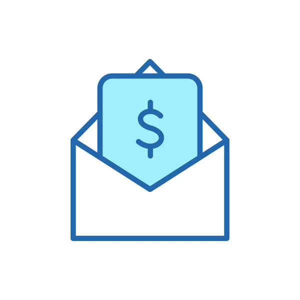 Envelope Com Pagamento Bill Ícone Linear Pictograma Dollar Bill Line — Vetor de Stock