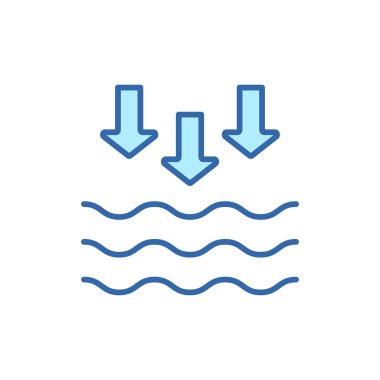 Düşük Gelgit Renk Simgesi. Denizde Dalgalar ya da Okyanus Renkli Hat Simgesi. Düzenlenebilir felç. Vektör İzole Resimleri.
