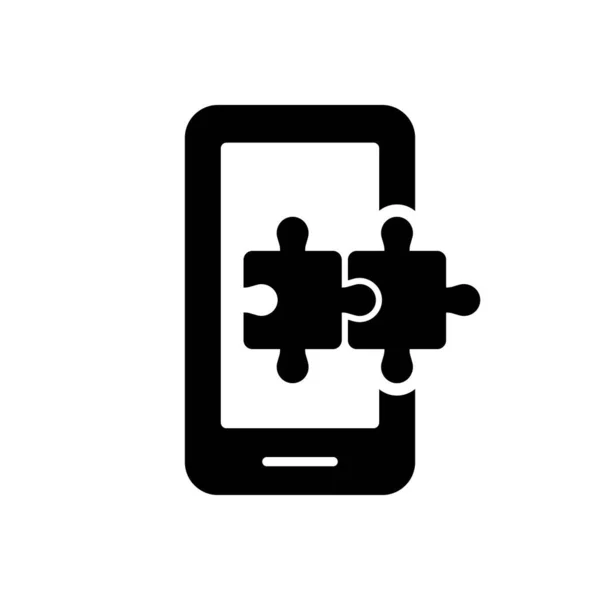 Application Puzzle Dans Téléphone Portable Silhouette Icône Jigsaw Dans Pictogramme — Image vectorielle