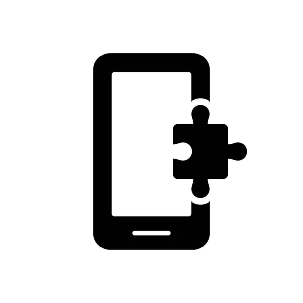 Aplicación Rompecabezas Icono Silueta Del Teléfono Móvil Jigsaw Cell Phone — Vector de stock