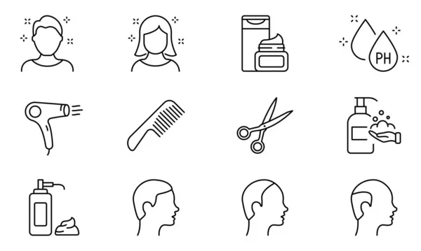 Friseursalon Und Friseur Line Icons Haarpflege Und Friseur Tools Icons — Stockvektor