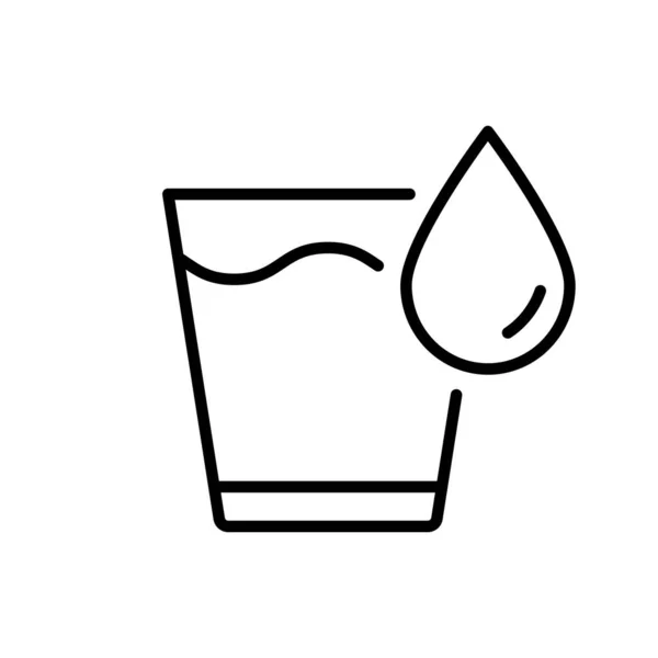 Glass Water Drop Line Icon Drinking Glass Outline Pictogram Glassful — Stock Vector