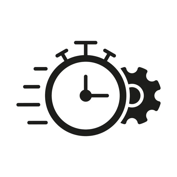 Kugghjul Och Klocka Tidsfrist Inställningar Kontroll Effektivitet Koncept Piktogram Redskap — Stock vektor