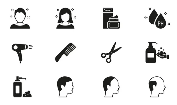 Barbershop Hairdresser Silhouette Icons Охорона Волосся Перукарі Ікони Встановлюються Barber — стоковий вектор