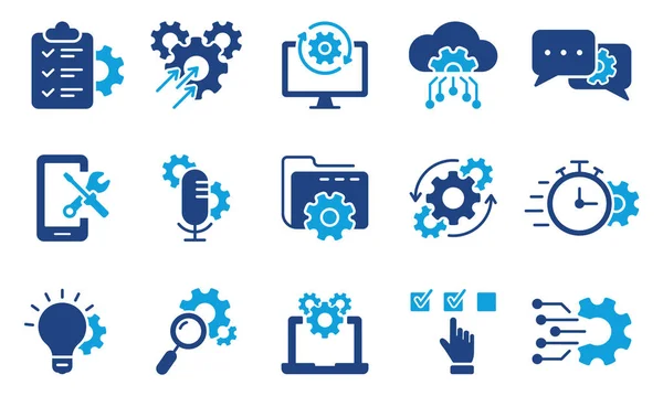 Technology Configuration Silhouette Icon Innovation Business Process Color Icon Gear — Stock Vector