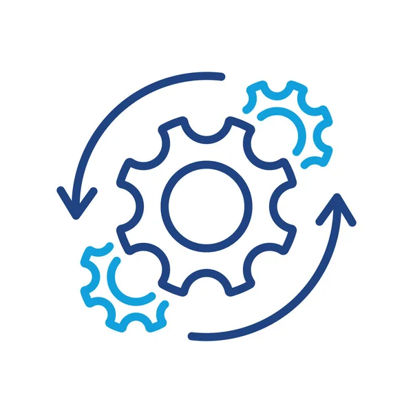 Gear Και Arrow Business Technology Process Έγχρωμο Εικονίδιο Γραμμής Ροή — Διανυσματικό Αρχείο