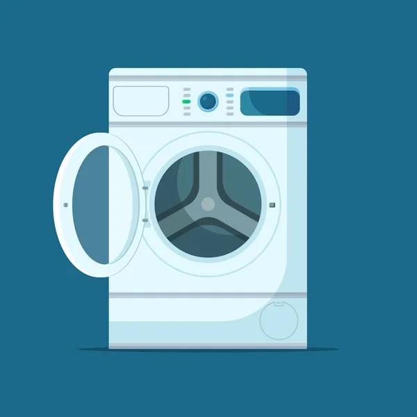 Wasmachine Kleding Wassen Moderne Wasserette Apparaat Voor Huishoudelijke Taken Vooraanzicht — Stockvector