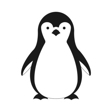  Düz bir şekilde izole edilmiş penguen ikonu. Soğuk kış sembolü. Antarktika kuşu, hayvan çizimi.