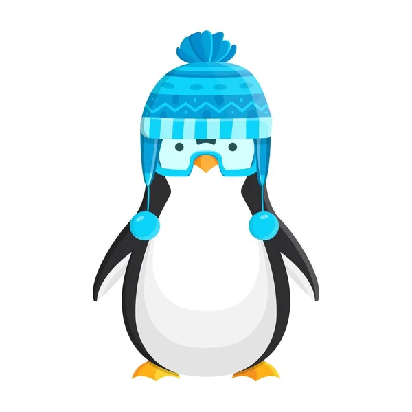Pinguino Natale Divertente Animale Della Neve Personaggio Dei Cartoni Animati — Vettoriale Stock