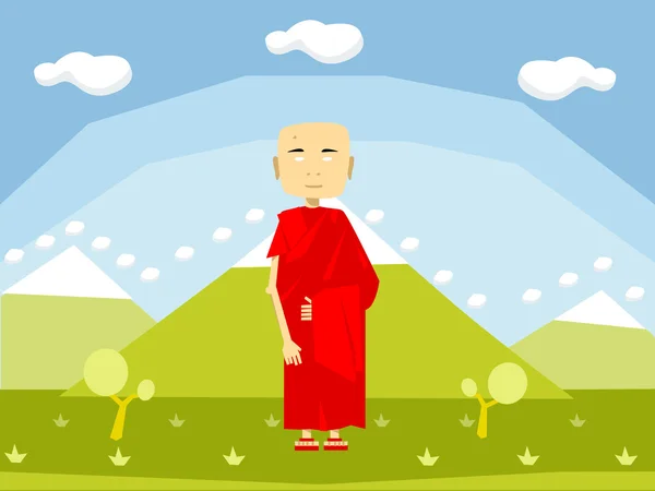 Nyugodt buddhista szerzetes — Stock Vector