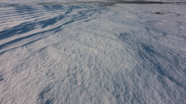 Сніг Замерзлому Озері Повний Екран Зблизька Гладка Поверхня Верхньому Лівому — стокове фото