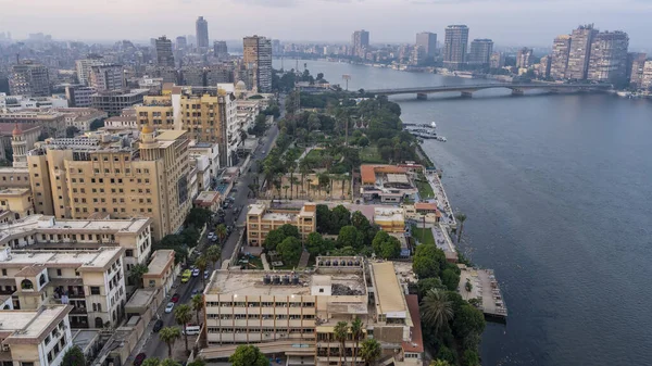 Cairo Uma Altura Nilo Azul Ponte Sobre Ele São Visíveis — Fotografia de Stock