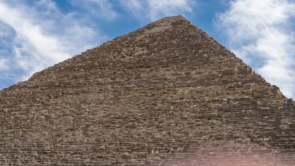 Die Cheops Pyramide Vor Blauem Himmel Und Wolken Die Alten — Stockfoto