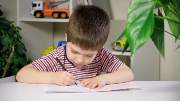Anak Prasekolah Belajar Menulis Menulis Buku Salinan Anak Prasekolah Belajar — Stok Video