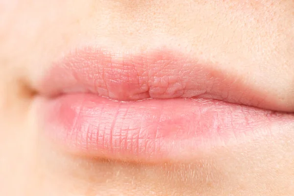 Menschliche Weibliche Lippen Nahaufnahme Makrofotografie Natürlich Ohne Make — Stockfoto