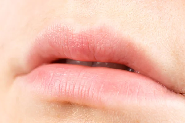 Menschliche Weibliche Lippen Nahaufnahme Makrofotografie Natürlich Ohne Make — Stockfoto