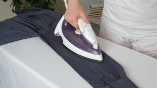 Process Ironing Steaming Shirt Care Clothes — ストック動画