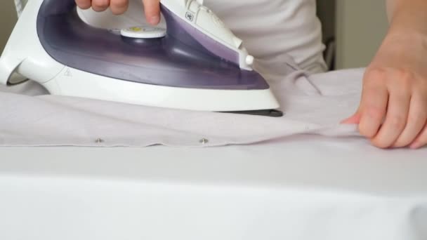 Process Ironing Steaming Shirt Care Clothes — Stock Video
