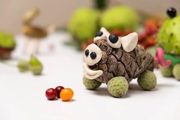 Pig Figurine Made Cone Plasticine Childrens Crafts — Stock Photo, Image