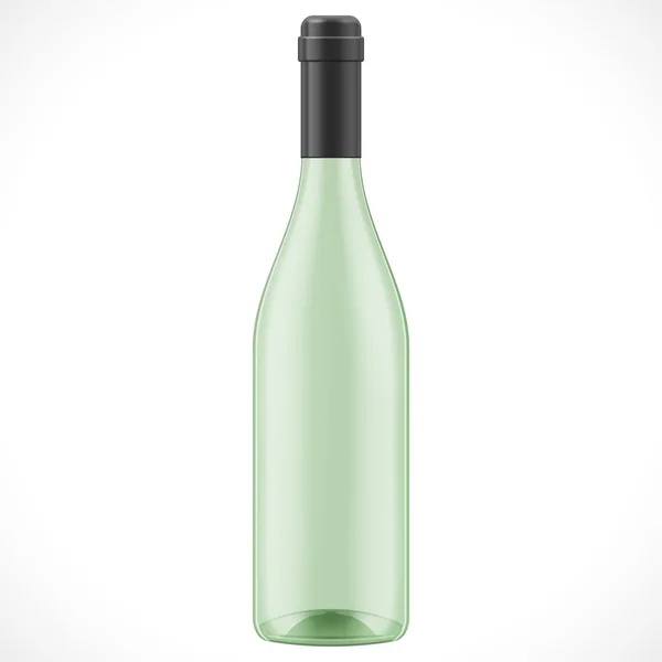Botella de sidra de vino de vidrio verde sobre fondo blanco — Vector de stock