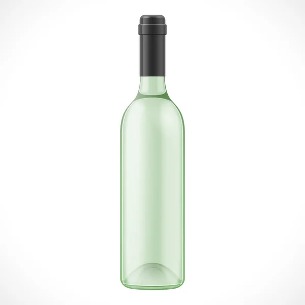 Green Glass Wine Cider Bottle On White Background Isolated — Stock Vector
