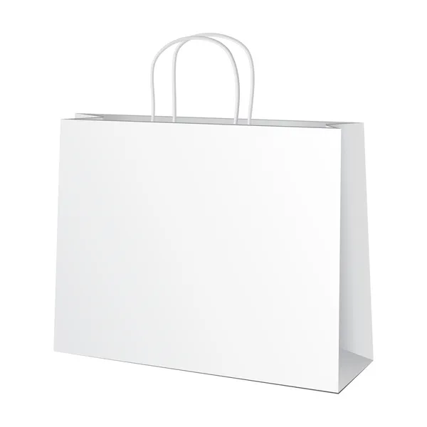 Bolsa de papel portadora blanca. Ilustración Aislado sobre fondo blanco. Listo para tu diseño. Producto Vector de embalaje — Vector de stock