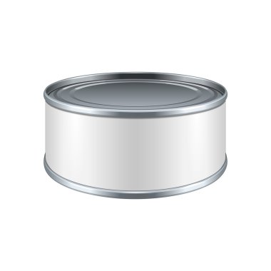 Short Metal Tin Can, Canned Food With White Label clipart