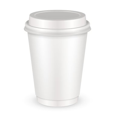 kapaklı beyaz tek kullanımlık kağıt bardak. kahve, java, çay için kapsayıcı