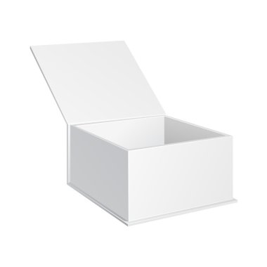Beyaz ürün Hediyelik karton karton paket kutu izole beyaz zemin üzerine açık. tasarımınız için hazır. vektör eps10 ambalaj ürün
