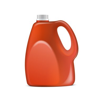 izole beyaz zemin üzerine kırmızı plastik bidon