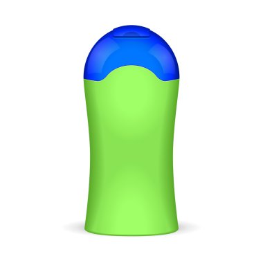 izole beyaz zemin üzerine yeşil şampuan plastik şişe