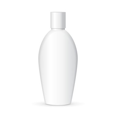 Beyaz arka planda izole plastik şişe şampuan