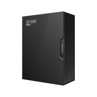 Modern yazılım paketi kutusu siyah Dvd veya Cd Disk