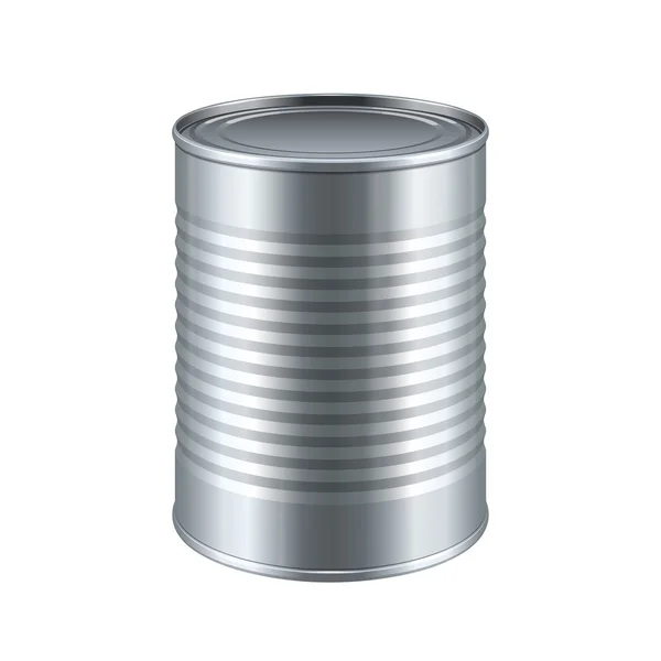 Tincan Ribbed Metal Tin Can, Canned Food. Ready For Your Design — Stock Vector